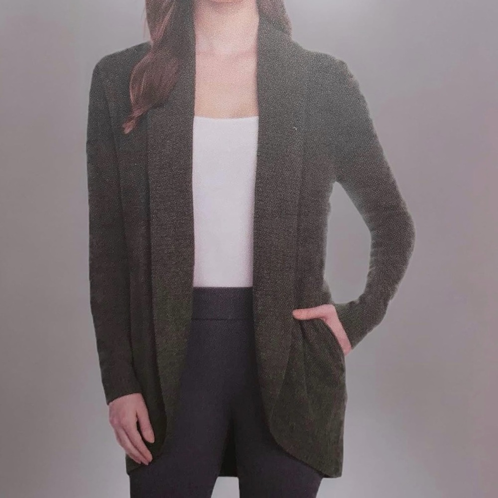 Open-Front Olive Green Women's Circle Cardigan Sweater